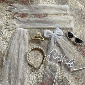 Bridal Accessory Bundle (Sunglasses, clawclip, gloves, straw, headband, bow)